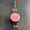Б/у женские часы Swatch Розовый циферблат Разноцветный ремешок с бусинами