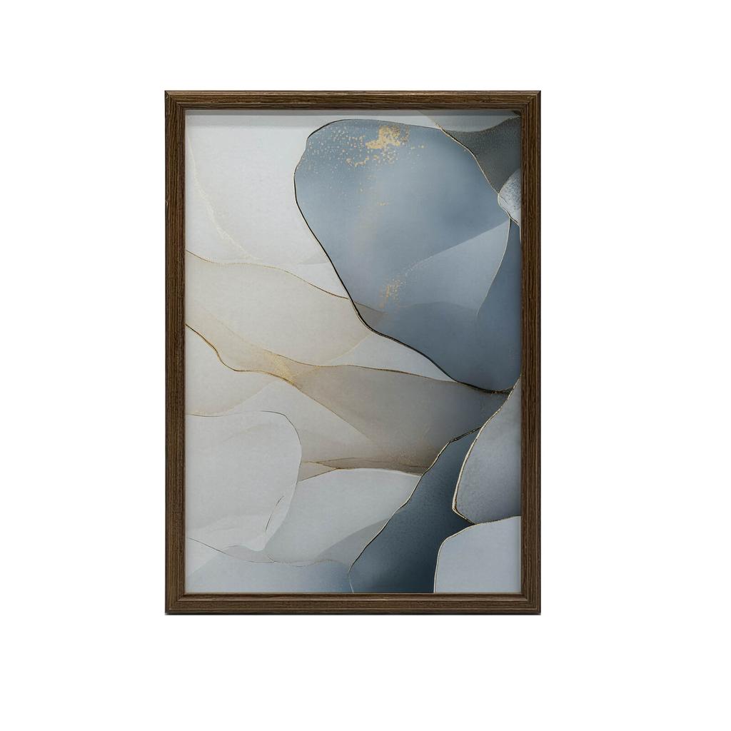 Kwiatowe Elegancje W Odcieniach Niebieskiego Kwiatowe Elegancje W Odcieniach Niebieskiego, 40X50 Cm, Rama Aluminiowa Złota, Papier Matowy 230 Gsm