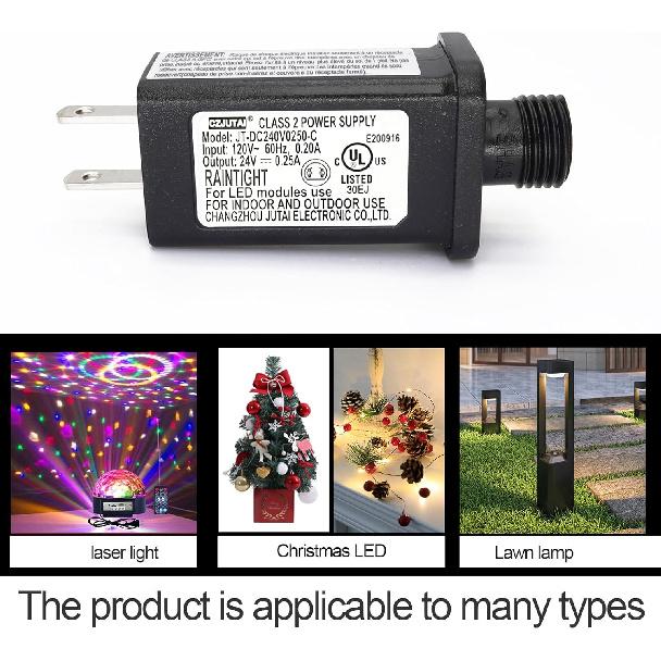 Replacement 24V 0.25A 6W LED Transformer for CZJUTAI JT-DC024V0250-C Class 2 Power Supply IP44 LED Light Controller Low Voltage Transformer for