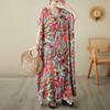 2025 Women Plus Size Summer Dress Casual Dress Basic Loose Long Printing Vintage Dress Maxi
