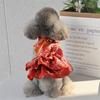 New Chinese Style Tang Clothing Pet Clothes 2025 New Fashion Red Print Princess Dress For Small Medium Dog Teddy Puppy Dog Skirt