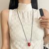 Кулон-шар из красного камня Wind Red Stone Ball Pendant Necklace, длинная черная цепочка из веревки, аксессуар для свитера.