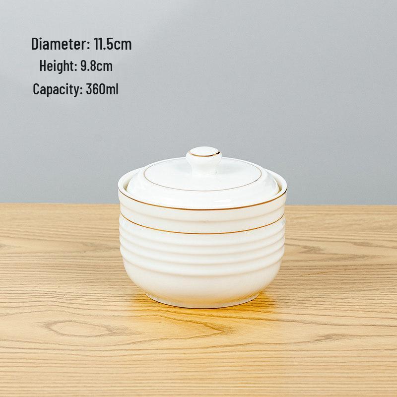 Ceramic Double Boiler Stew Pot with Lid for Soup, Bird's Nest, and Steamed Eggs