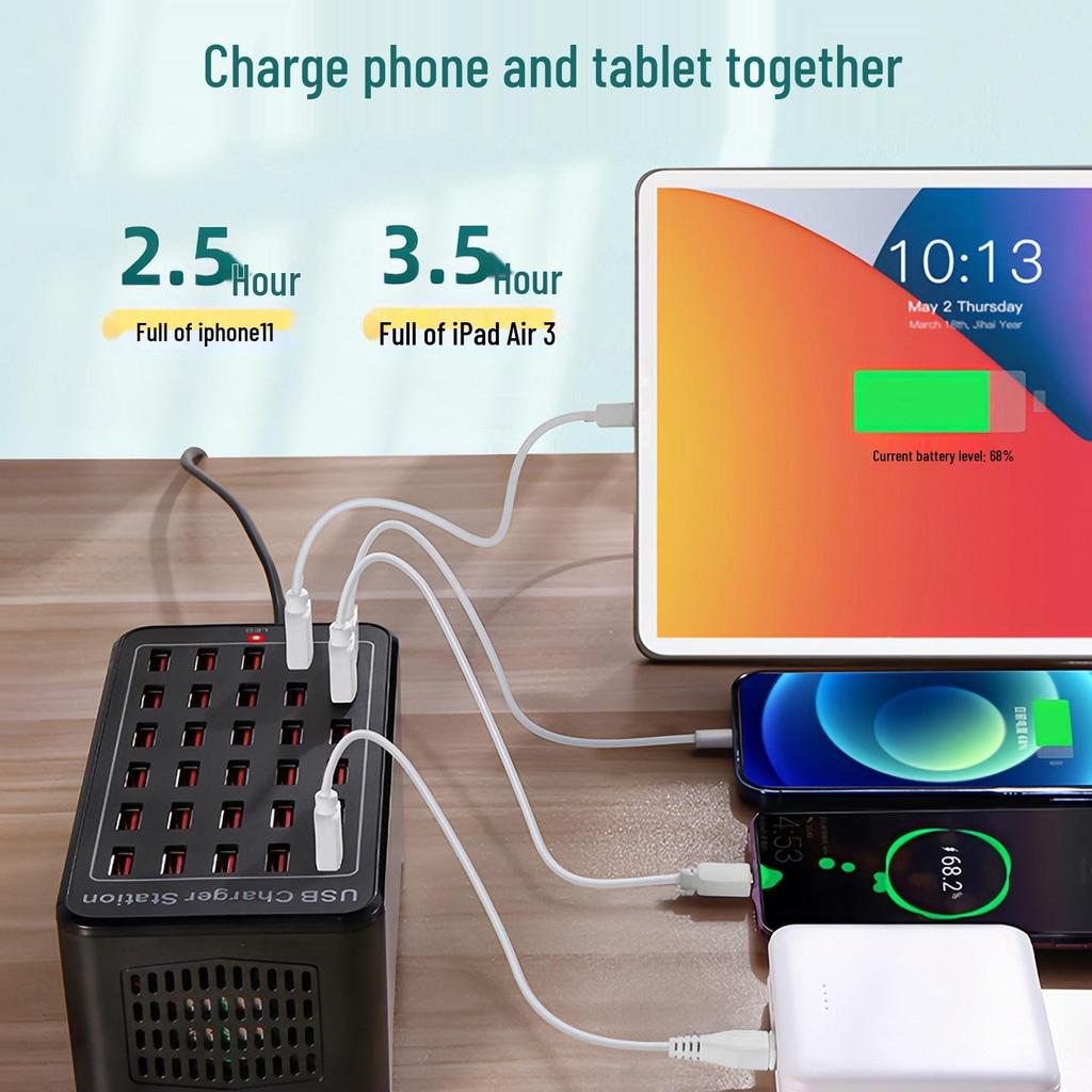 Быстрое USB-зарядное устройство с несколькими портами: Умная настольная станция с множеством отверстий для зарядки нескольких устройств