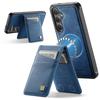 For Samsung Galaxy S25+/Galaxy S24+ Case AUTSPACE A12 Leather Back Cover with Magnetic Detachable Card Bag Kickstand