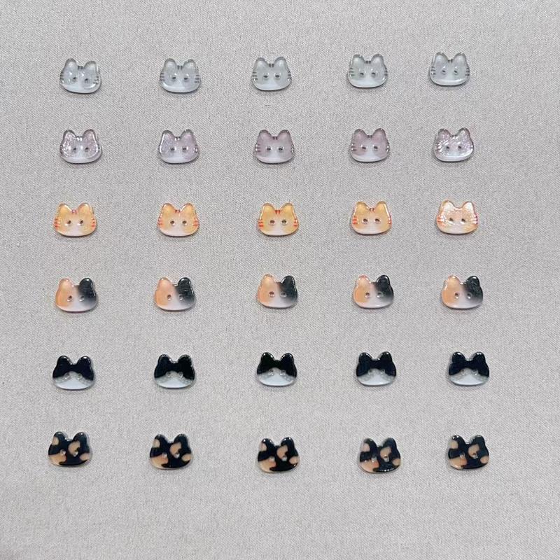 20 шт. Милые Кот Двуглазые Пуговицы 12/17 мм Цветные Мультяшные Коты Смоляные Пуговицы DIY Детская Одежда Шляпы Носки Пуговицы