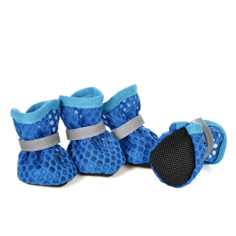 4pcs/set Pet Shoes Reflective Breathable Puppy Boots For Small Medium Dogs Cats Outdoor Soft Non-slip Mesh Shoes Pug Supplies