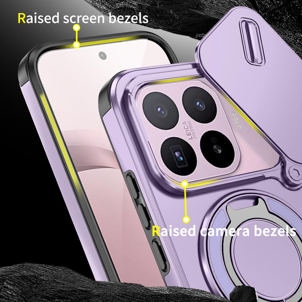 KEYSION Чехол для телефона со вращающимся на 360° кольцом-подставкой для Xiaomi 17T 17T Pro 5G, с защитой выдвижной камеры, магнитная, ударопрочная задняя крышка