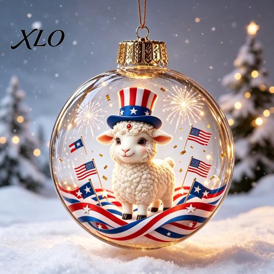 Seasonal Home Accents Glowing Christmas Story Ornament, Light?Up Mini Holiday Scene Hanging Ball with Warm Fireplace Garland LED Light, Clear