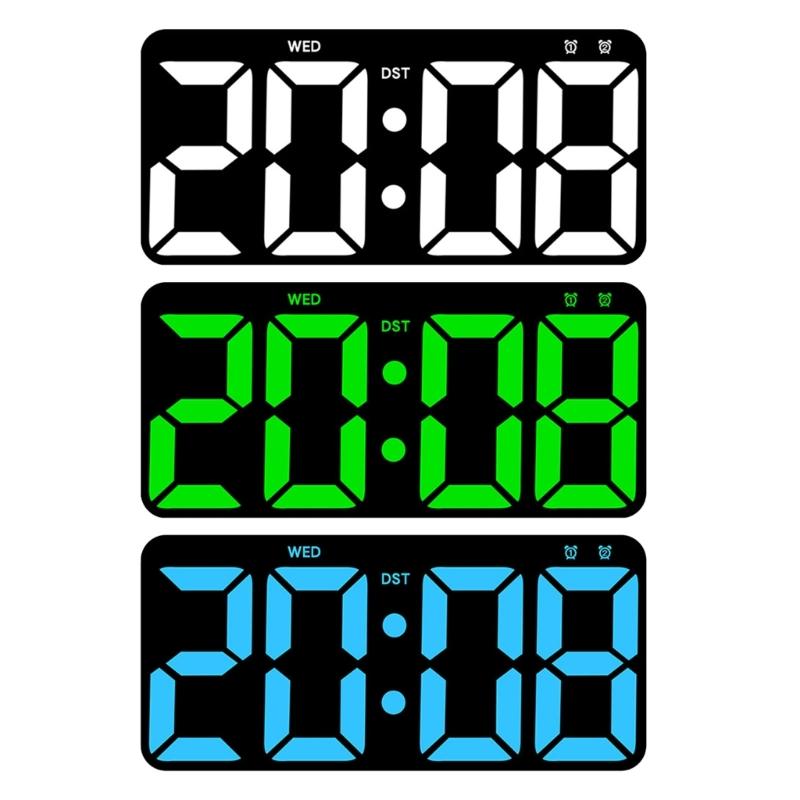 Digital Wall Clock With Large LED Display, Countdown Timer, Calendar, Thermometer, Adjustable Brightness