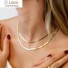 Gold Flat Snake Chain Necklace Stainless Steel Herringbone Chain Necklaces Women Men Hip Hop Jewelry Silver Choker Bff Bijoux
