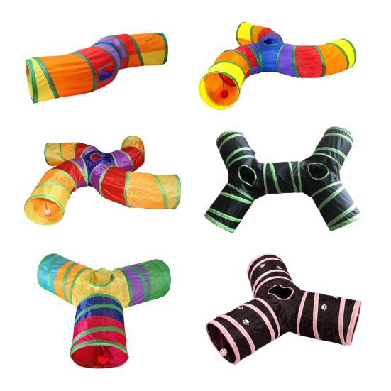 Игрушка Труба-Туннель для Домашних Кошек 5-ходовой/3-ходовой/S-образный Складной Игровой Туннель с Интерактивным Окошком для Котят Щенков Кроликов