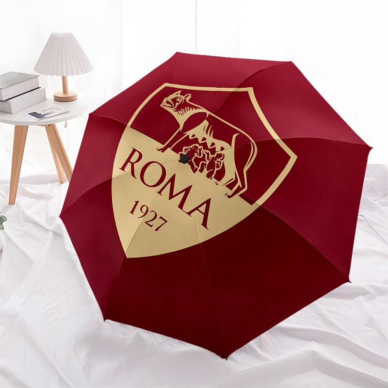 AS Roma, Badge Automatic Opening and Closing, 8 rib Structure Portable Umbrella, Suitable for Men and Women in All Seasons Perfect Gift for