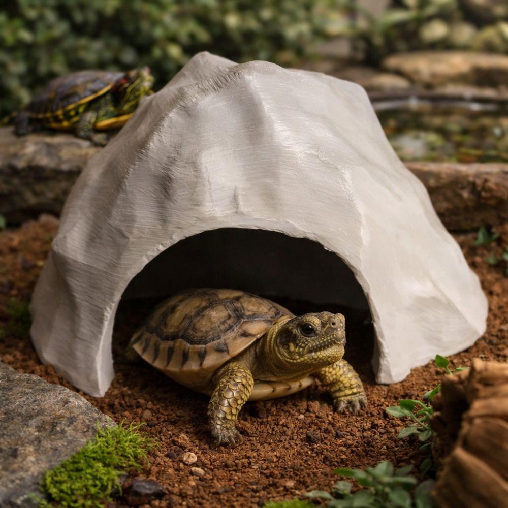 Stable Reptile Habitat Realistic Hidden Cave Shelter for Lizards Turtles