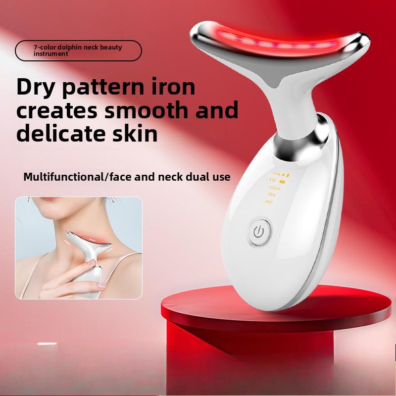 Новый массажер для лица и шеи, инструмент для носогубных складок, светодиодный красный и синий свет, вибрационный интродьюсер, косметический инструмент