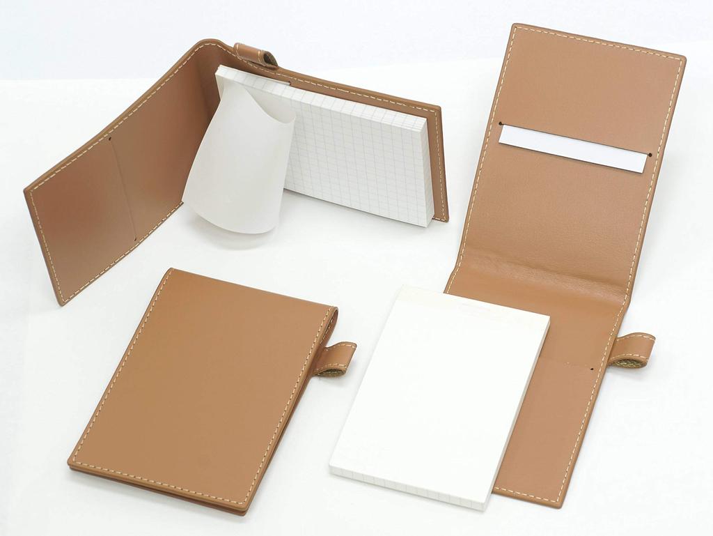 Обложка для мини-блокнота из переработанной коровьей кожи цвета мокко с боковым крючком, черный чехол для ручки NQ25, стандартный размер, металлическая шариковая ручка с двойным анодированным кольцом