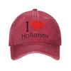 Spring Hollanov I Heart Hollanov Baseball Cap Sun  Sun Visor Design Washed Trucker Hat Unisex Women Streetwear Kpop Rock Snapback