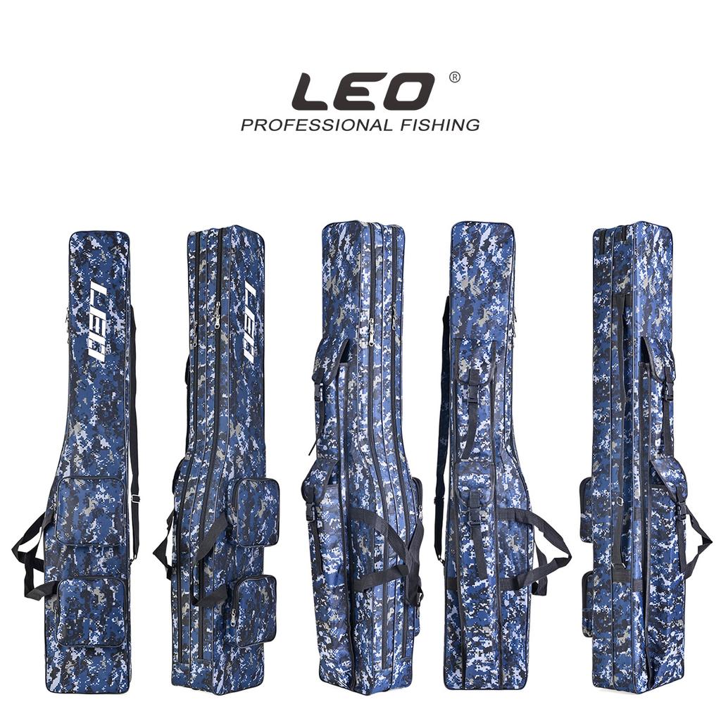 Новая двухслойная парусиновая сумка для рыбалки LEO, 1,3 м, портативная модная расширенная складная сумка для удочки большой емкости, сумка для переноски рыболовных снастей