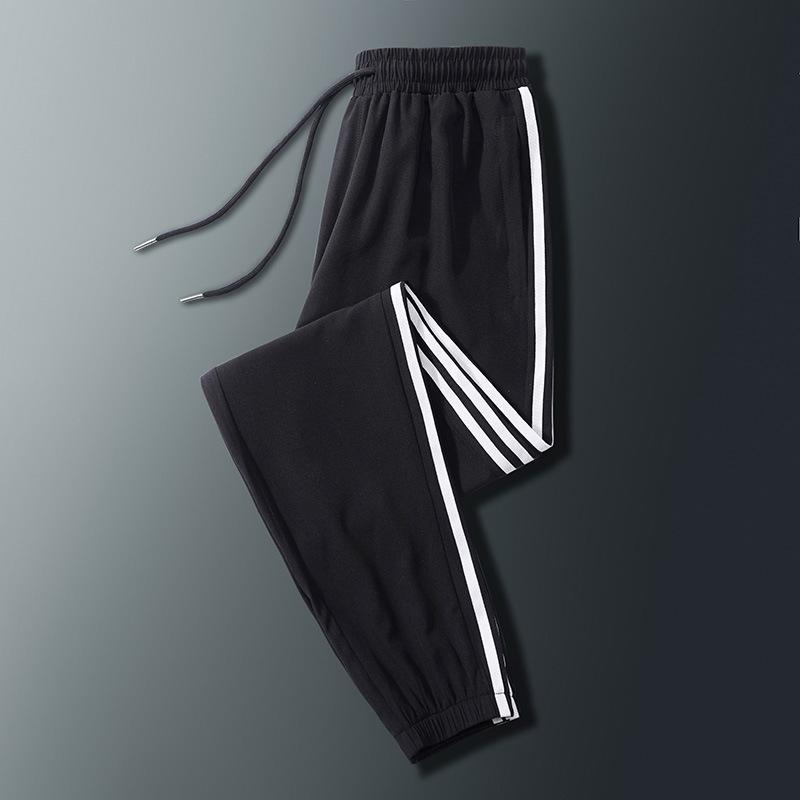 Мужские повседневные спортивные штаны, мужские базовые брюки, спортивный костюм, тонкие дышащие спортивные брюки с боковой полосой