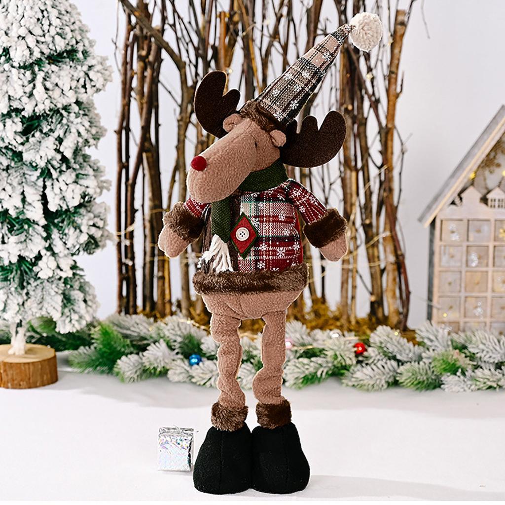 Рождественская выдвижная кукла орнамент Лось Снежинка Плед Решетка Ткань Выдвижная кукла Украшение окна
