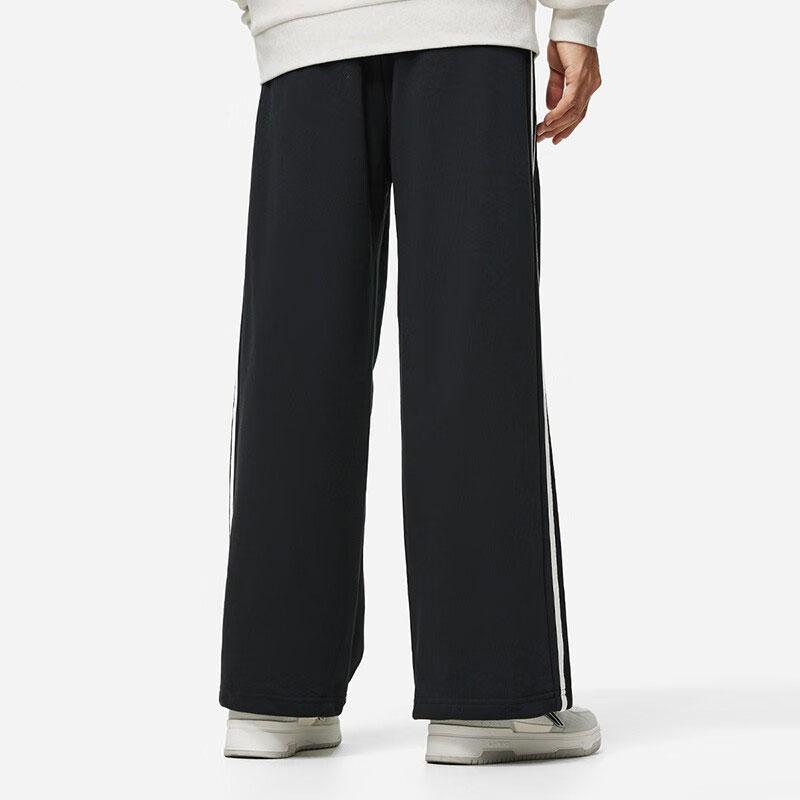 Штаны спортивные прямые трикотажные с боковыми полосками серии Li Ning Lifestyle, унисекс, черные AKLTB15-1