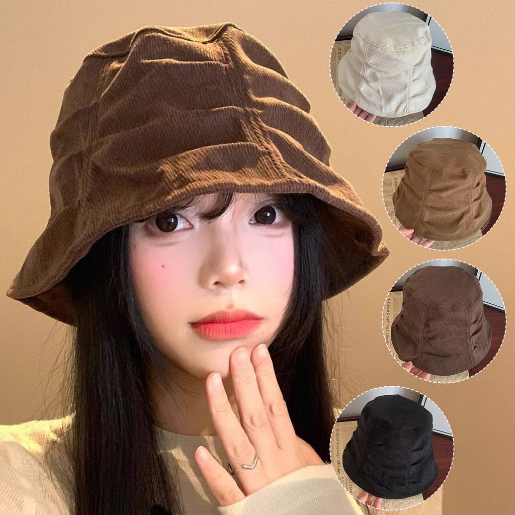 Fashion Vintage Bucket Hat for Women Solid Color Spring Autumn Sunshade Foldable Fisherman Cap Girls Outdoor Basin Hat