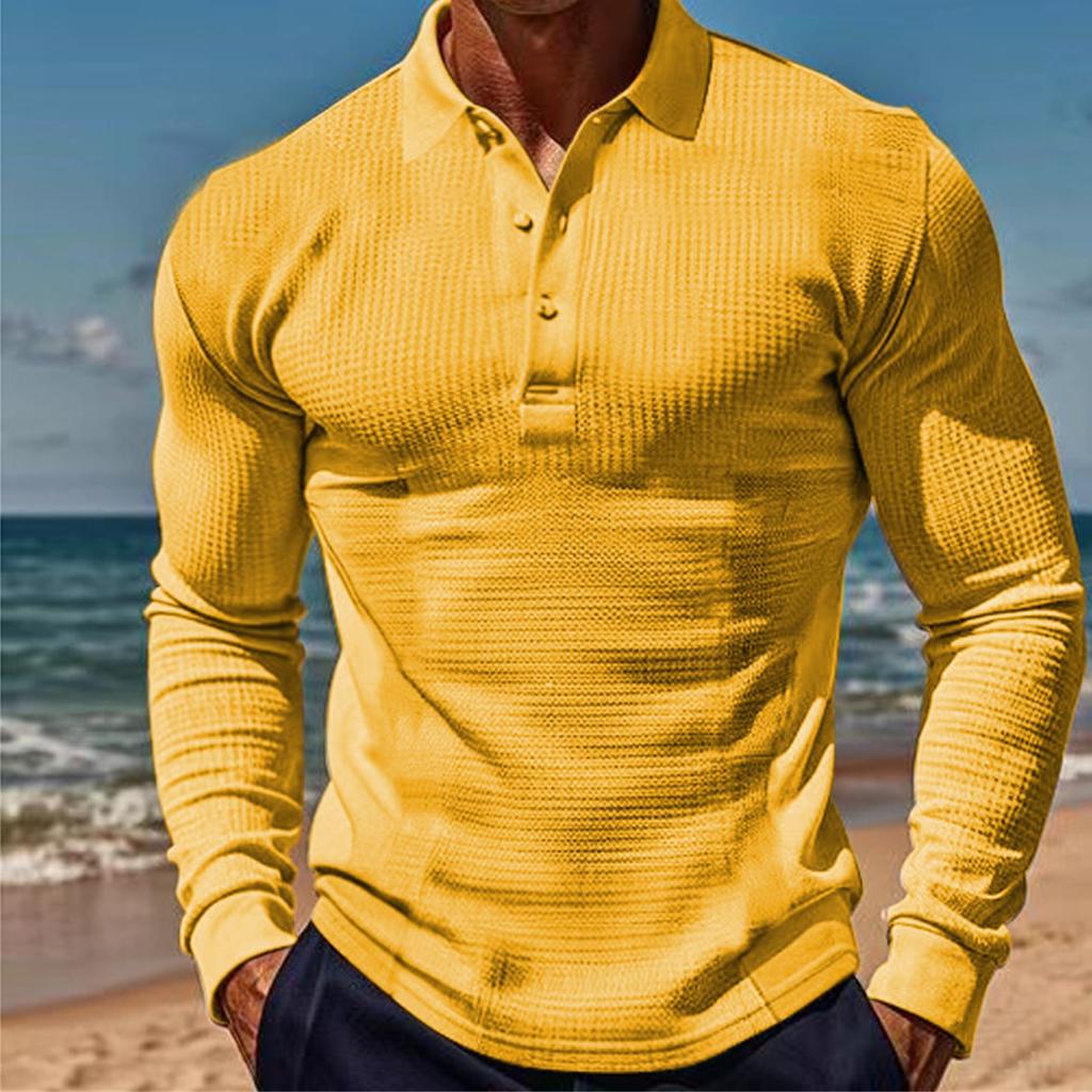 Мужская футболка W Affle Sports Casual Lapel Button Slim Long Sleeve Po Lo Shirt For Men