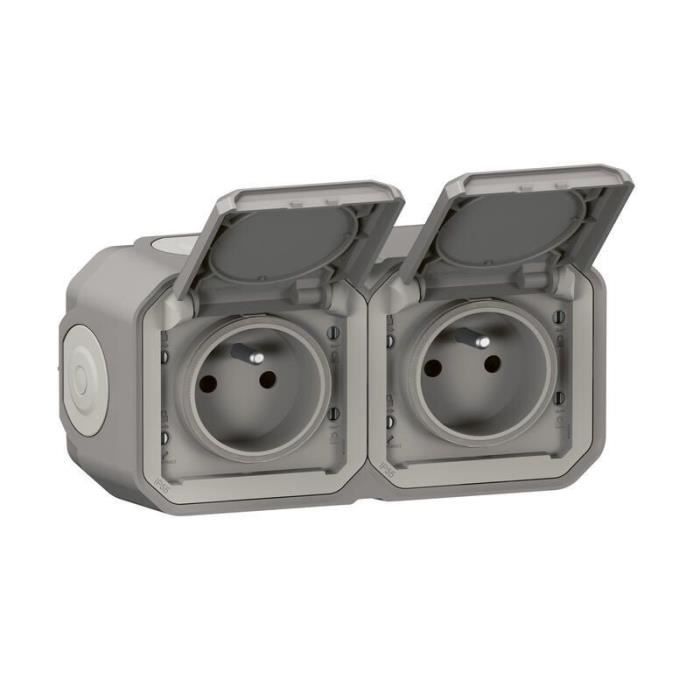 Prise étanche saillie - LEGRAND - Plexo - 2x2P+T - IP55 - Gris
