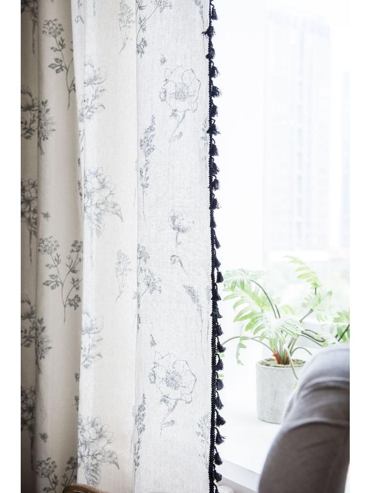 Шторы Серые шторы с цветочным принтом Черные шторы в пасторальном стиле для кухни Шторы для эркера для гостиной, спальни, столовой или кухни, бара