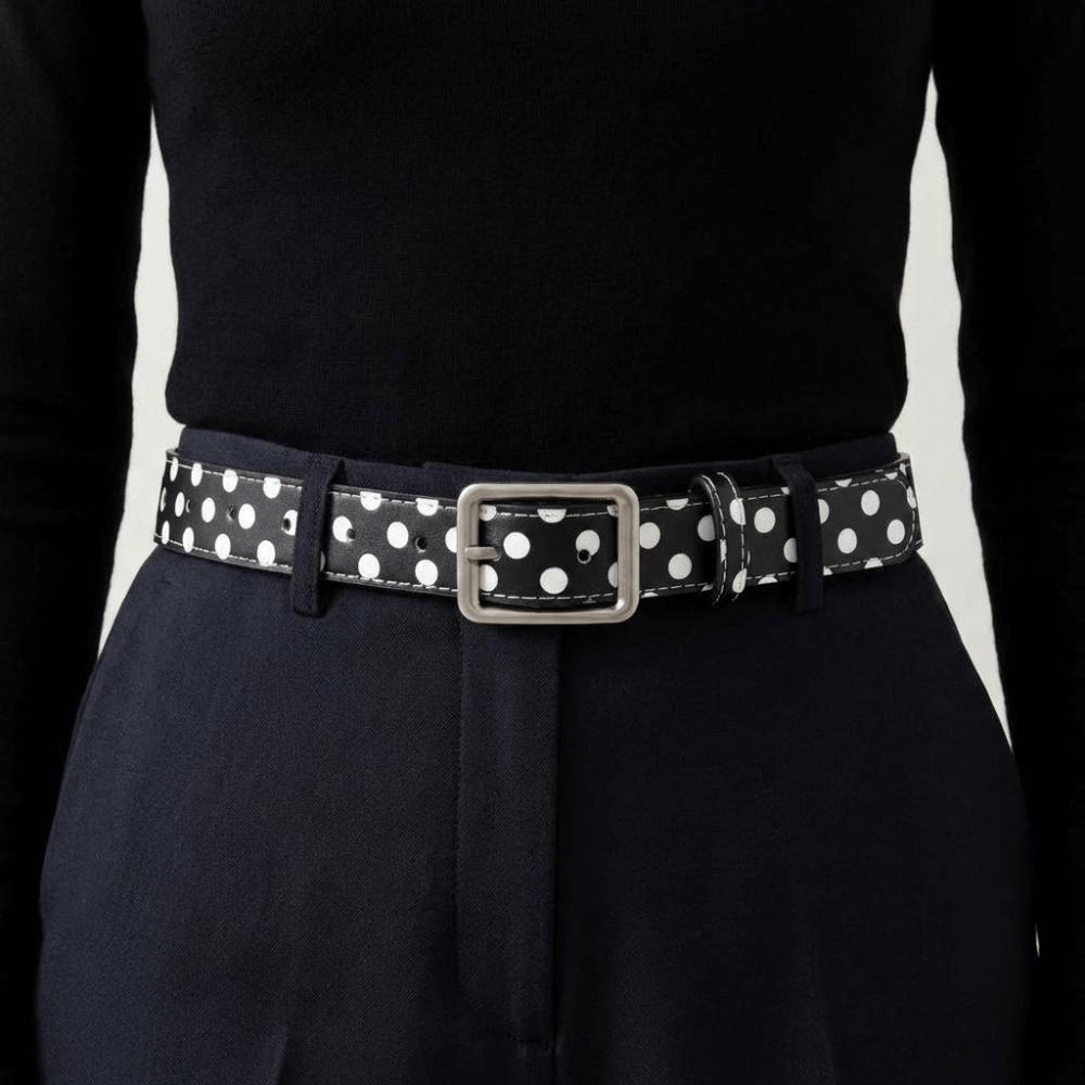 Pin Buckle Polk Dot Belt Y2K Leather Waist Belt Vintage Jeans Waistband Dress Decoration