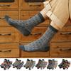 5 Pairs Men Winter Socks Mid-tube Thick Thermal Insulation Ethnic Style Home Bedroom Wear Floor Socks Colorblock Anti-slip Knitted Daily Wear Socks