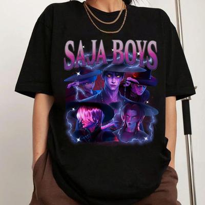 2025 Saja Boys Band Футболка Kpop Охотники на демонов Графический принт из фильма Футболка Kpop Вдохновленная демонами Футболка из фильма Футболка Huntrix Saja Boys