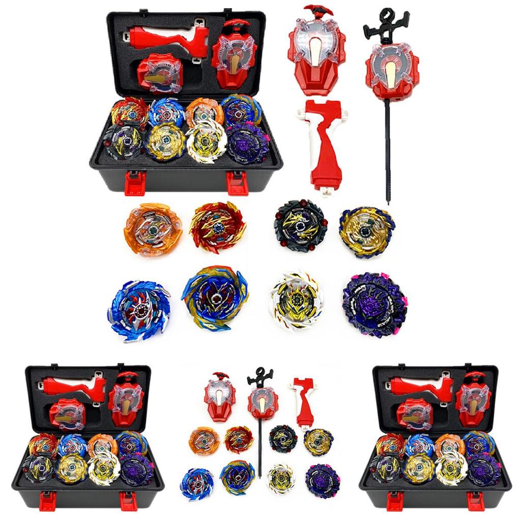 Набор из 8 гироскопов Beyblade Burst Super King с искрящимся пусковым устройством и коробкой для хранения