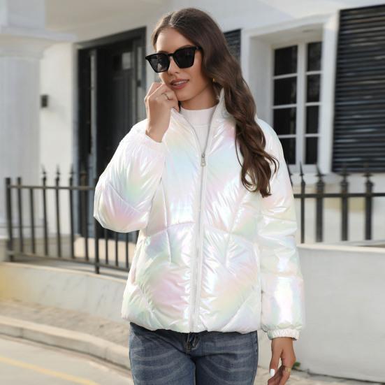 Женская зимняя хлопковая куртка, толстая теплая куртка-стойка с воротником-стойкой, защита шеи, ветрозащитная, с гладкими поверхностными карманами, пальто на молнии, теплое пальто-пуховик