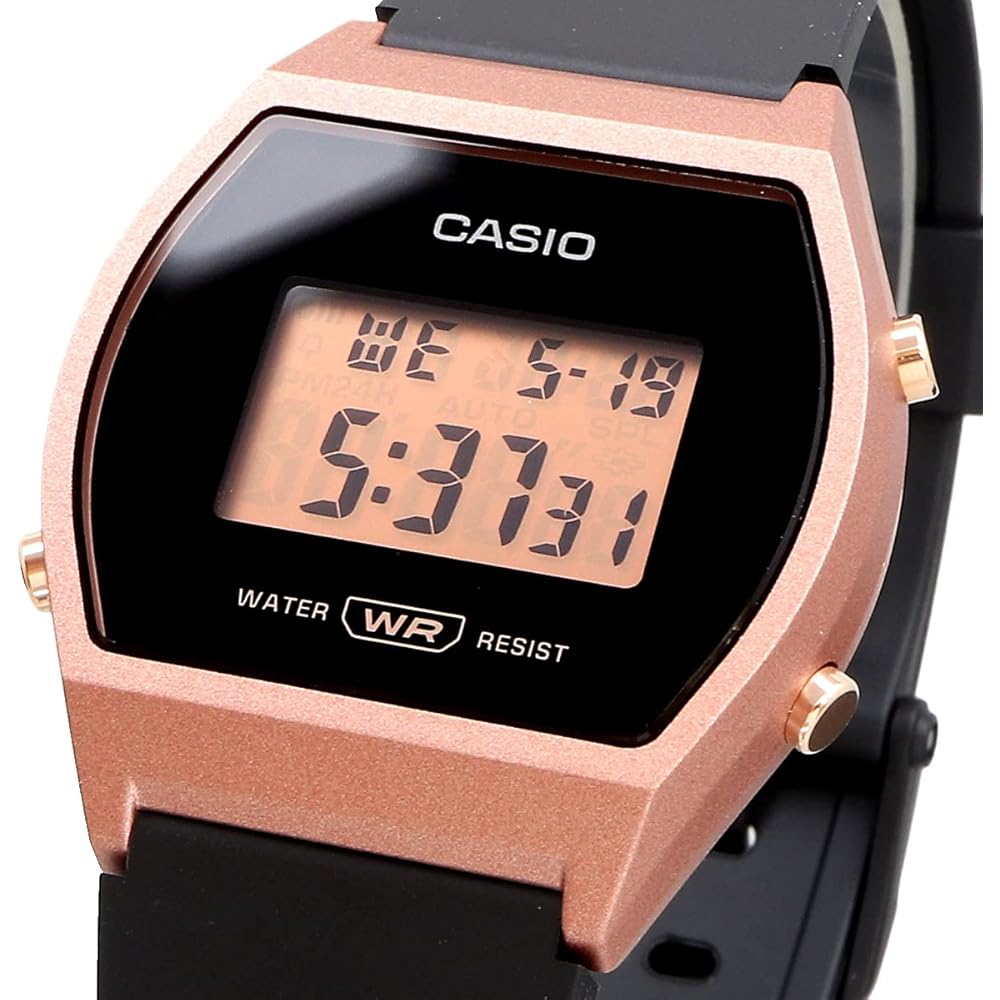 Casio Стандартные цифровые женские часы LW-204-1A Черный Цвет Розового Золота Модель в Коробке