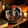 Heavy Duty Windproof Ash Tray Resin Flower Skull Ashtray, Decorative for Home Vintage Style Holder Office, Gothic Desktop Art Ornament Indoor