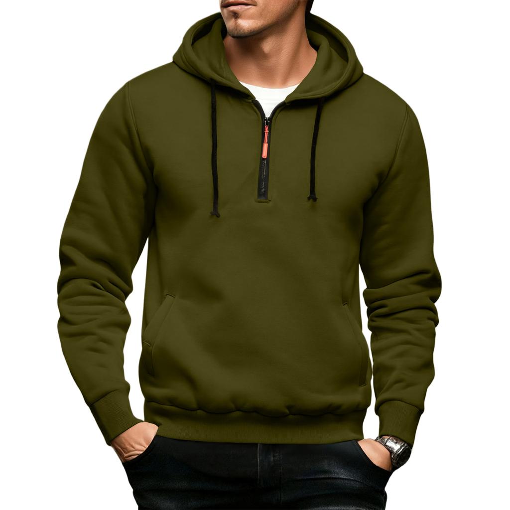 Men's Fleece Hoodie Casual Long Sleeve 1/4 Zipper Pullover Sweatshirts