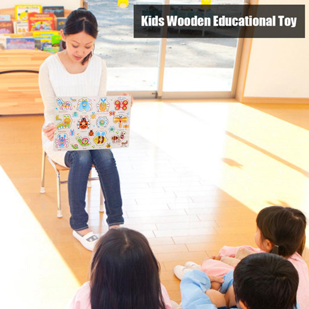 Детские игрушки Монтессори деревянная головоломка для рук набор досок для захвата развивающая игрушка мультфильм подарок (Насекомое)