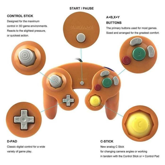 Silver 1PCS - Wired Gamepad for NGC GC, Gamecube Controller for Wii and Wiiu Gamecube for Joystick