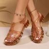 Women's Summer PVC Fashion Hollow Out Wearing Beach Flat Casual Flat Sandals