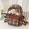 Vintage College Style Plaid Puppy Schoolbag 2025 Versatile Girls High-value College Students Class Backpack Backpack
