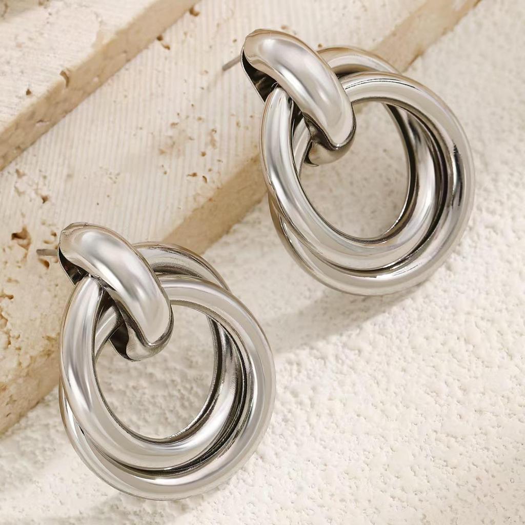 Ретро европейские и американские металлические серьги-гвоздики с холодными каффами для ушей - Простые, гладкие, высококлассная мода.