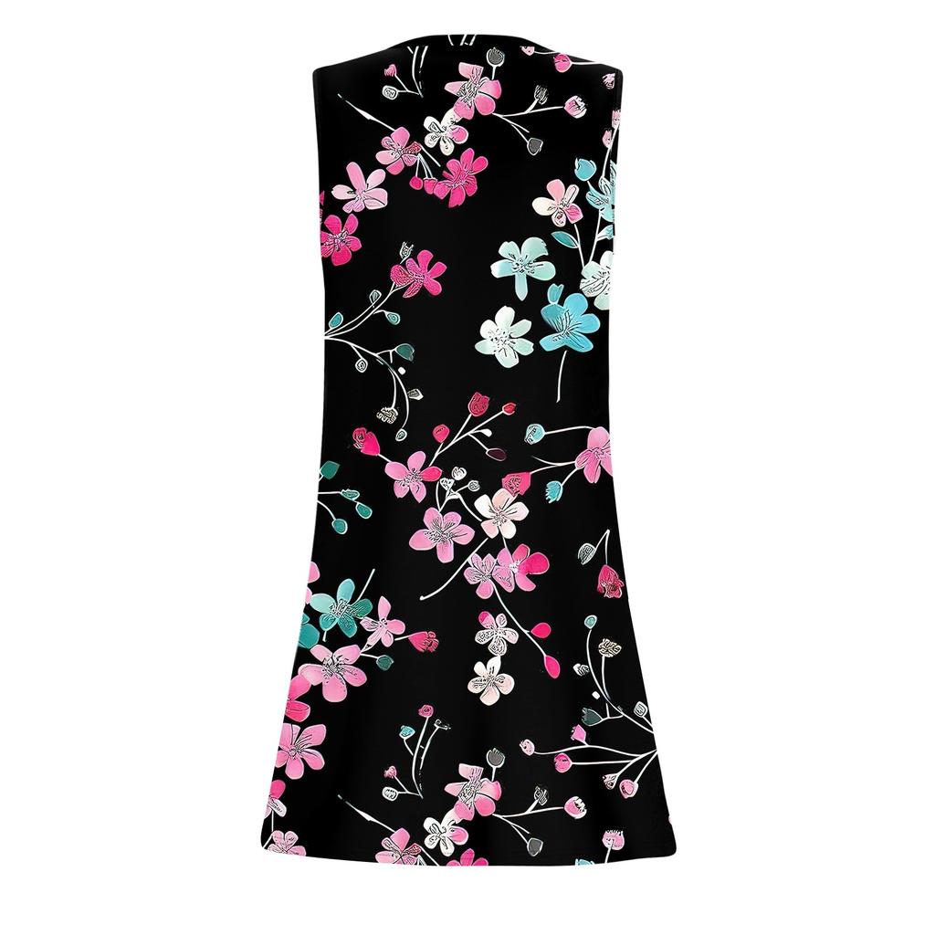 Женское модное повседневное платье без рукавов с квадратным вырезом, плиссированное платье-майка, пляжные платья с принтом