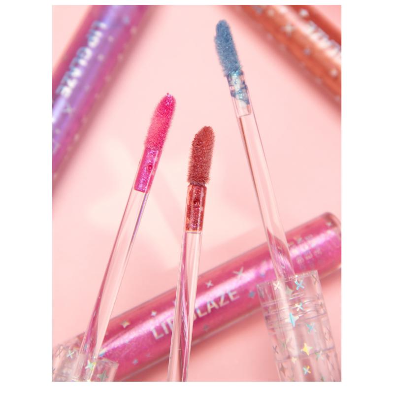 QIBEST Long Lasting Moisturizing People Ji Color Lip Glaze Dazzling Pearl Fine Glitter Shiny Polarized Lip Color Color Lip Glaze