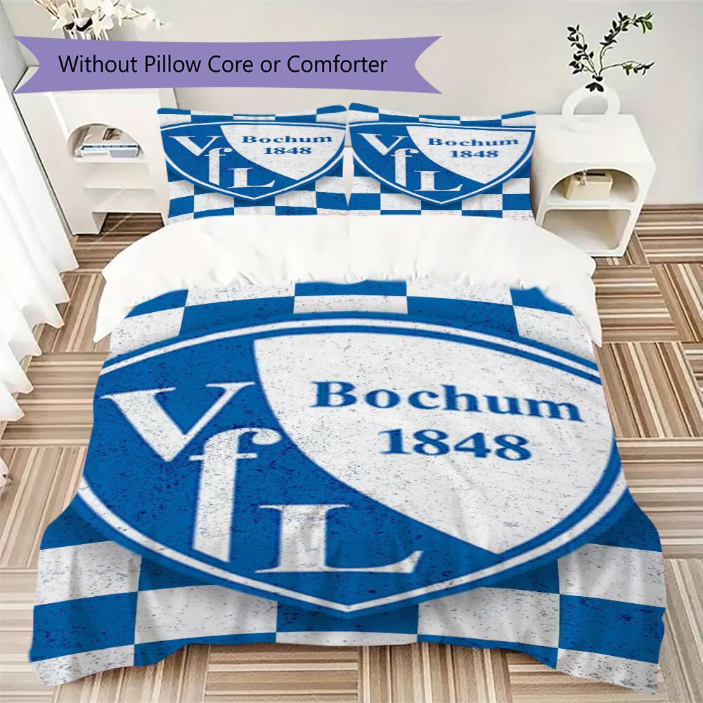 Постельное белье с узором VfL Bochum 1848 Комплект одеял Покрывало Наволочка Домашний Декор Подарок на День Рождения (1 пододеяльник + 2 наволочки без наполнителя)98