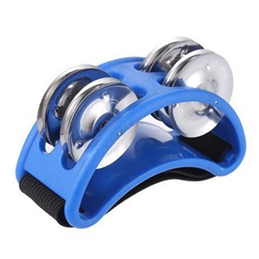 Foot Tambourine Percussion with Jingle Bell Tambourine Musical Percussion Instruments for Guitar Drum Blue