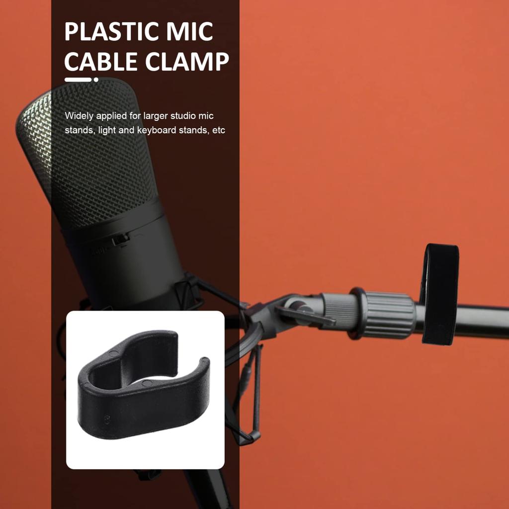 SEWACC Microphone Pole Clip Microphone Holder Clip Microphone Stand Clip Plastic Microphone Boom Pole Karaoke Accessory 10 Pieces Black