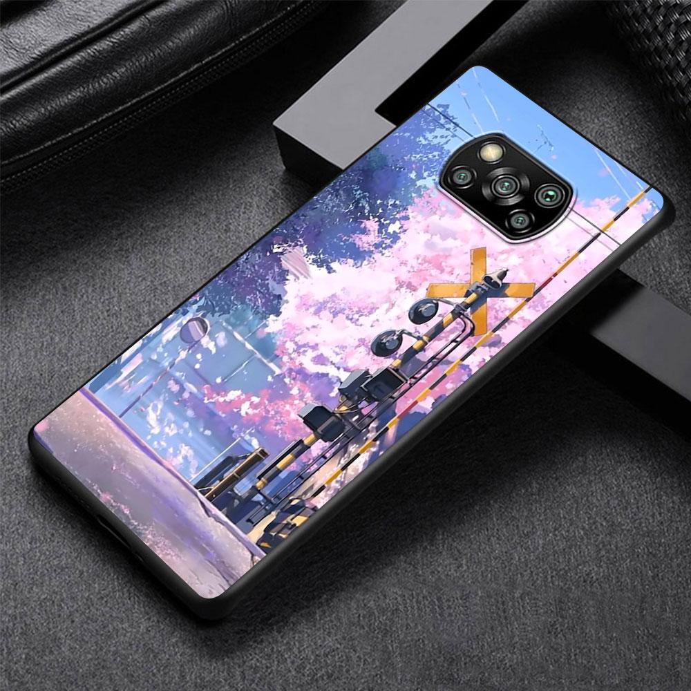 Чехол с японским аниме-пейзажем для Xiaomi Poco X3 NFC X5 F4 F3 M4 Pro X4 GT M5s M5 Pocophone F1 M3 Black Phone Cover