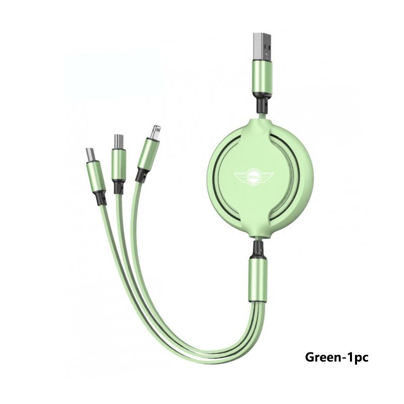For MINI Multifunctional 3 in 1 Retractable Data Cable Fast Charging Data Wire Cooper One S JCW Countryman R56 R50 R53 R55 F56 ulqch44