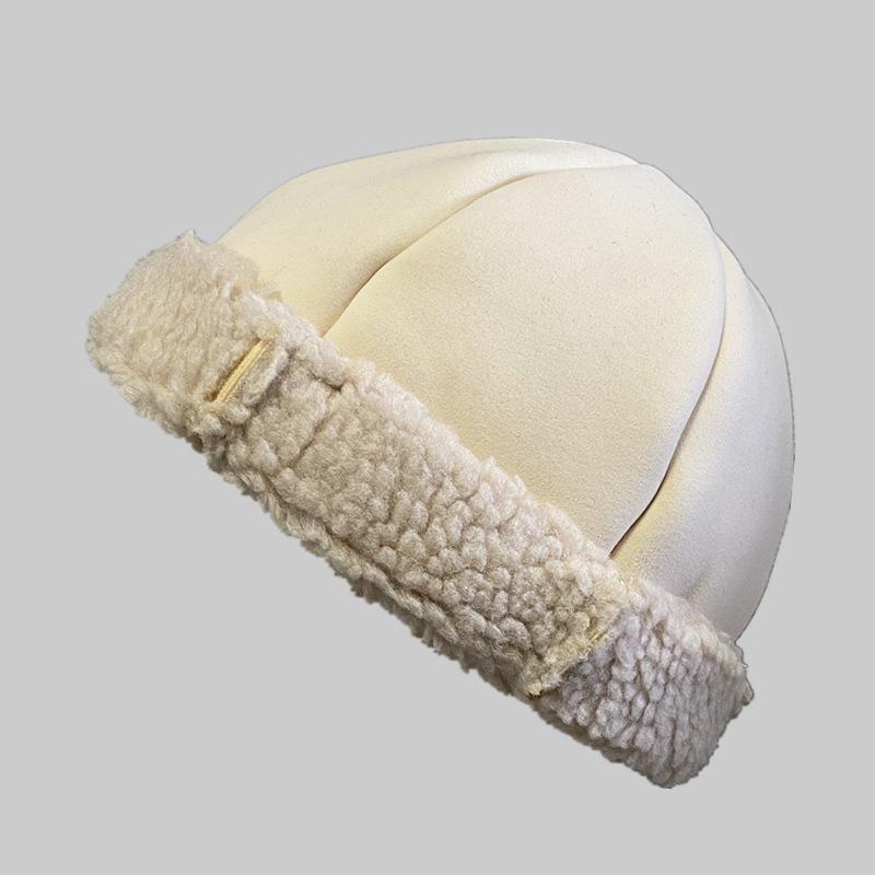 Suede Lamb Wool Pullover Hat Mongolian Hat Windproof Sailor Hat Melon Hat Autumn and Winter Warm Fisherman's Hat Children